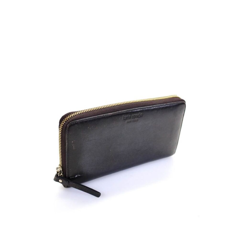 Kate Spade New York Leather Zip Around Multi Pocket Card Wallet Dark Brown - Picture 3 of 10